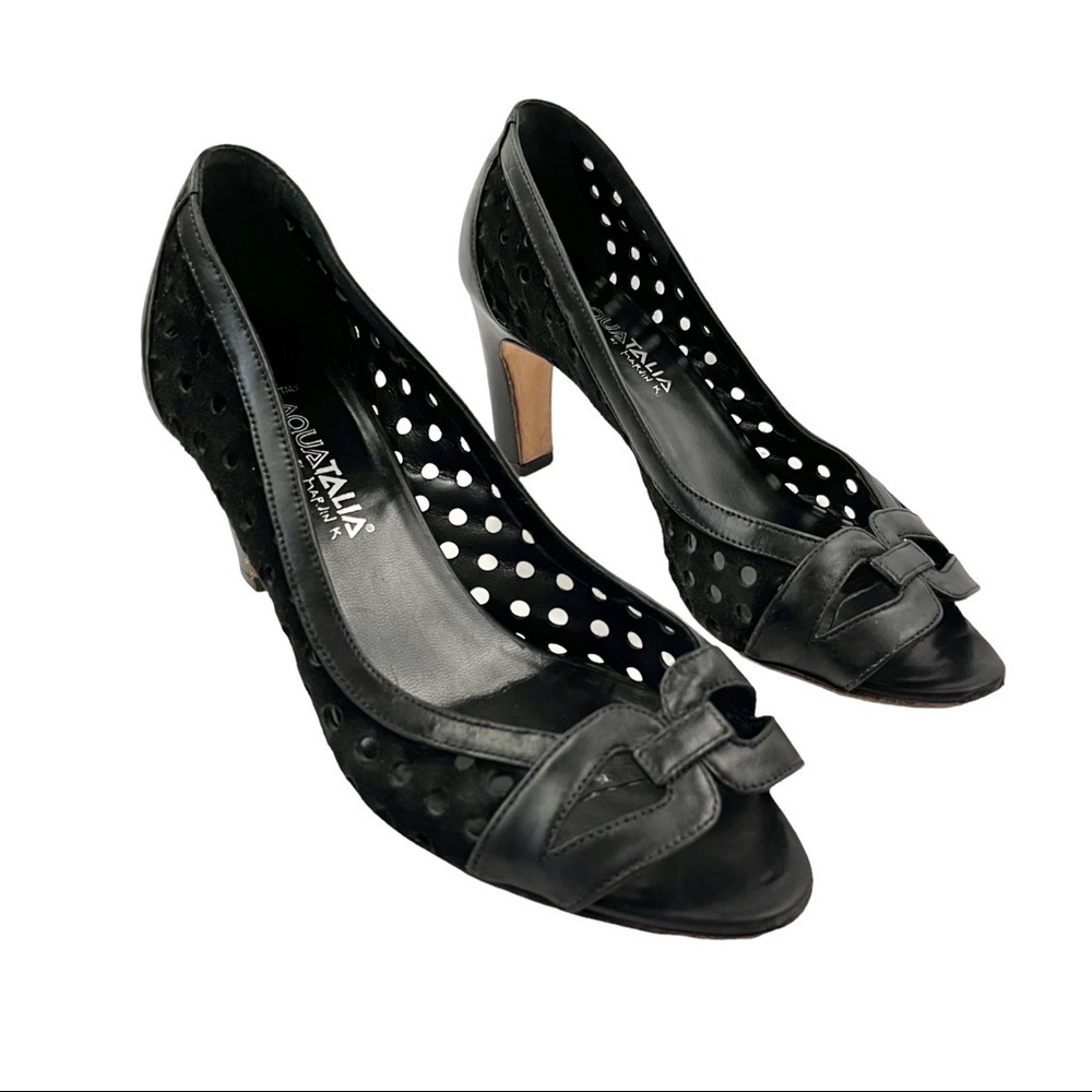 AQUATALIA Eyelet peep toe pumps